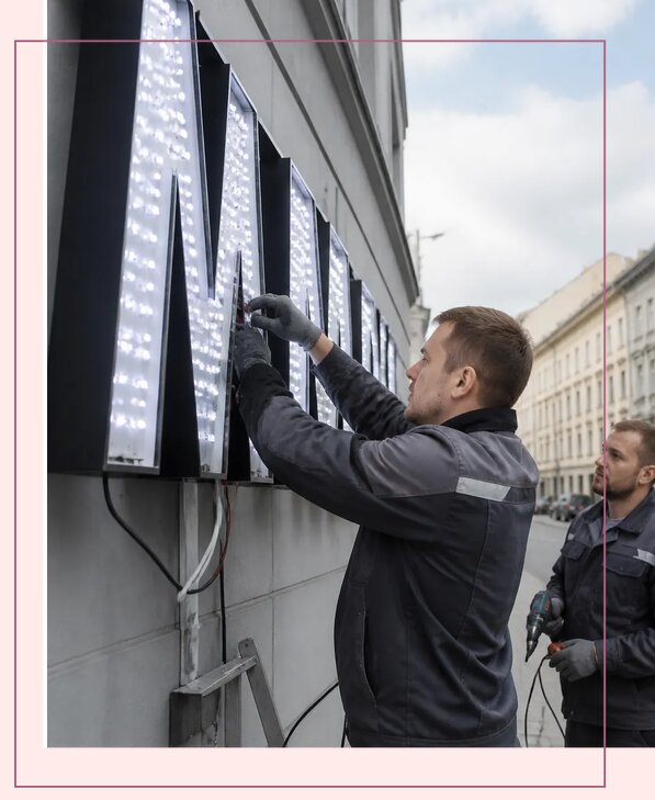 Изготовление и монтаж светодиодных LED вывесок в Малгобеке